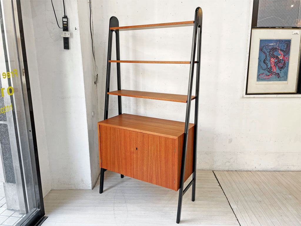スウェーデン ビンテージ Sweden Vintage チーク材 ブックシェルフ オープンシェルフ キャビネット ブラック 鍵付き 北欧 中古品 買い取りしました。