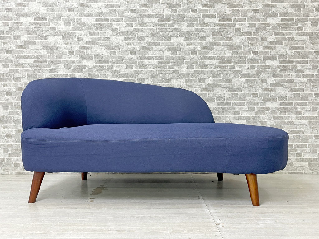 ビーカンパニー B-COMPANY ドロー DROIT 2Pソファ 片アーム シェーズロング ファブリック ネイビー 定価￥43,780- 中古品 買い取りしました。