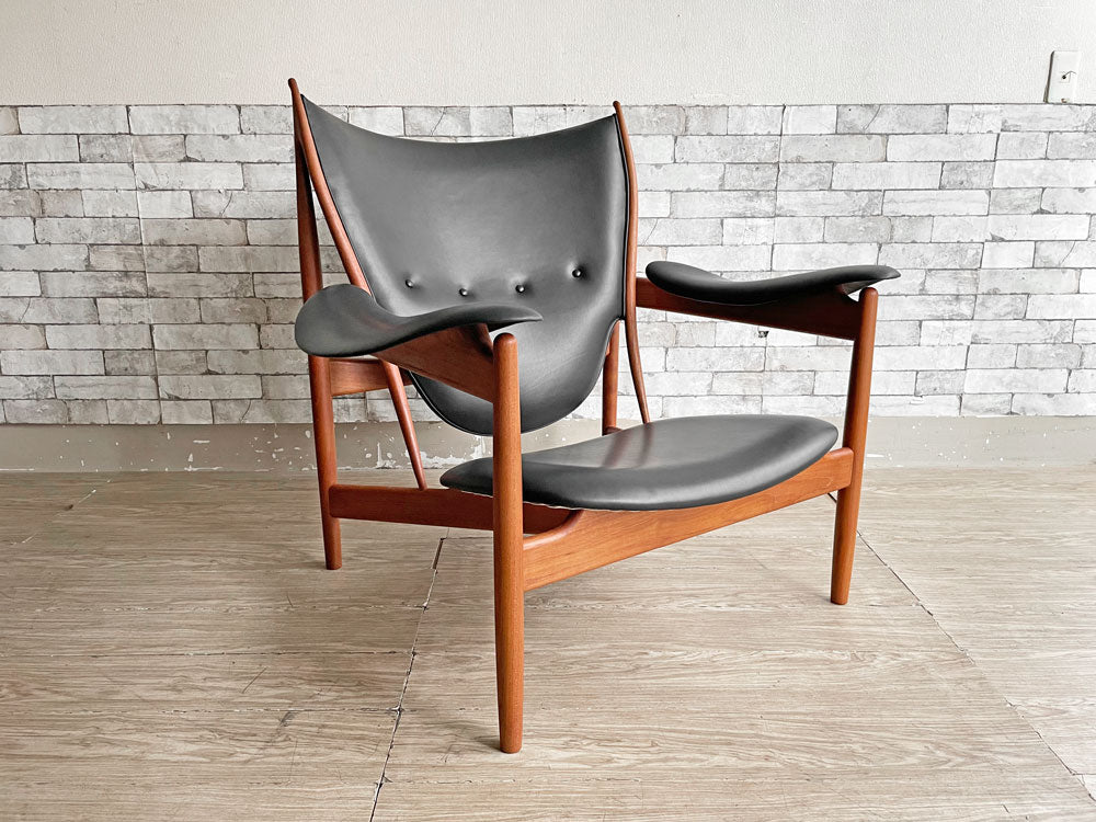 ワンコレクション Onecollection チーフテン チェア Chieftain Chair ラウンジチェア チーク材 本革 ブラック フィン・ユール Finn Juhl デンマーク 張替済 中古品 買い取りしました。