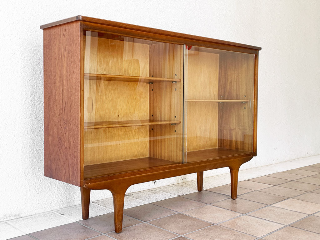 UKビンテージ UK Vintage ブックケース ガラスキャビネット チーク材 英国 W109.5cm 北欧スタイル ミッドセンチュリー 中古品 買い取りしました。