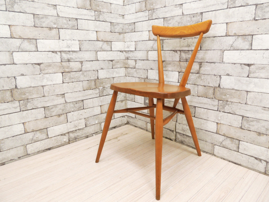 アーコール ERCOL シングルバックチェア ダイニングチェア エルム材 スタッキング 1960s イギリス 英国ビンテージ  中古品 買い取りしました。