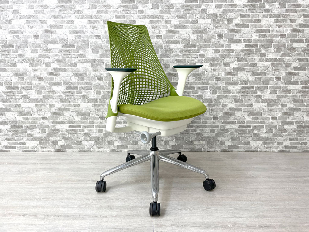 ハーマンミラー Herman Miller セイルチェア SAYL CHAIR ミドルバック オフィスチェア デスクチェア ホワイトフレーム グリーン 中古品 買い取りしました。