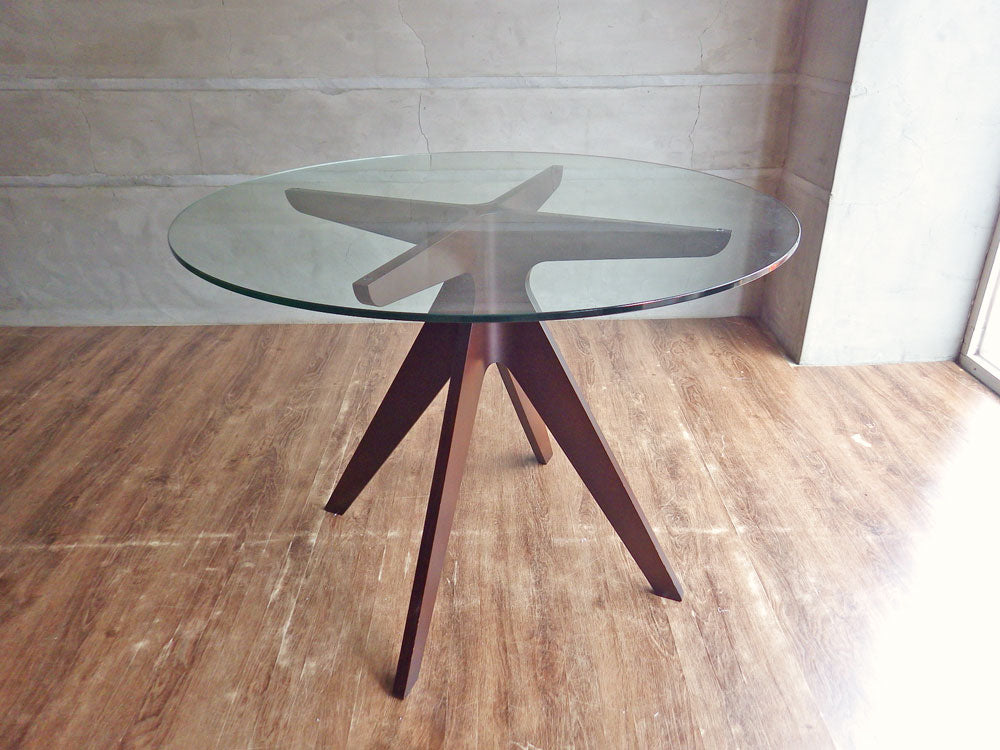 イーアンドワイ E&Y ペガサス ラウンドテーブル PEGASUS ROUND TABLE ダークブラウン ガラス×プライウッド アレックス・マクドナルド Alex Macdonald 中古品 買い取りしました。