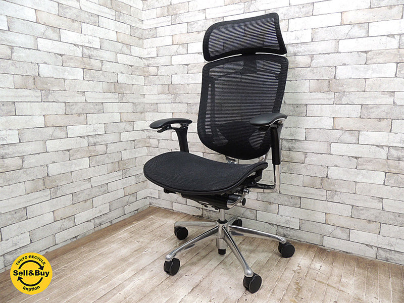 オカムラ OKAMURA コンテッサ CONTESSA ジウジアーロ オフィスチェア / デスクチェア 大型ヘッドレスト付 ～ 簡単操作で自然なリクライニングを実現する日本が誇る名作オフィスチェア！ ～ 【 買取と販売とレンタルのお店 】