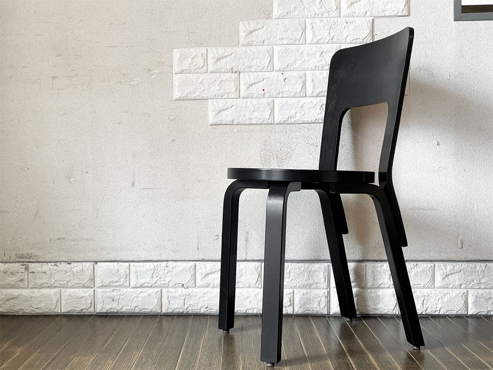 アルテック artek チェア66 Chair66 ダイニングチェア バーチ材 ブラックラッカー アルヴァ・アアルト フィンランド 北欧家具 定価￥74,800- 中古品  買い取りしました。
