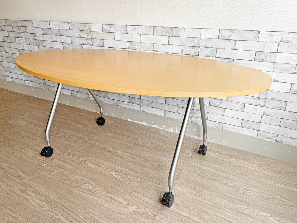 ヴィトラ Vitra アドホック Ad Hoc ワーキングデスク オーバル ビーチ材天板 ミーティングテーブル ダイニングテーブル W180cm キャスター付 アントニオ・チッテリオ デスク 中古品 買い取りしました。