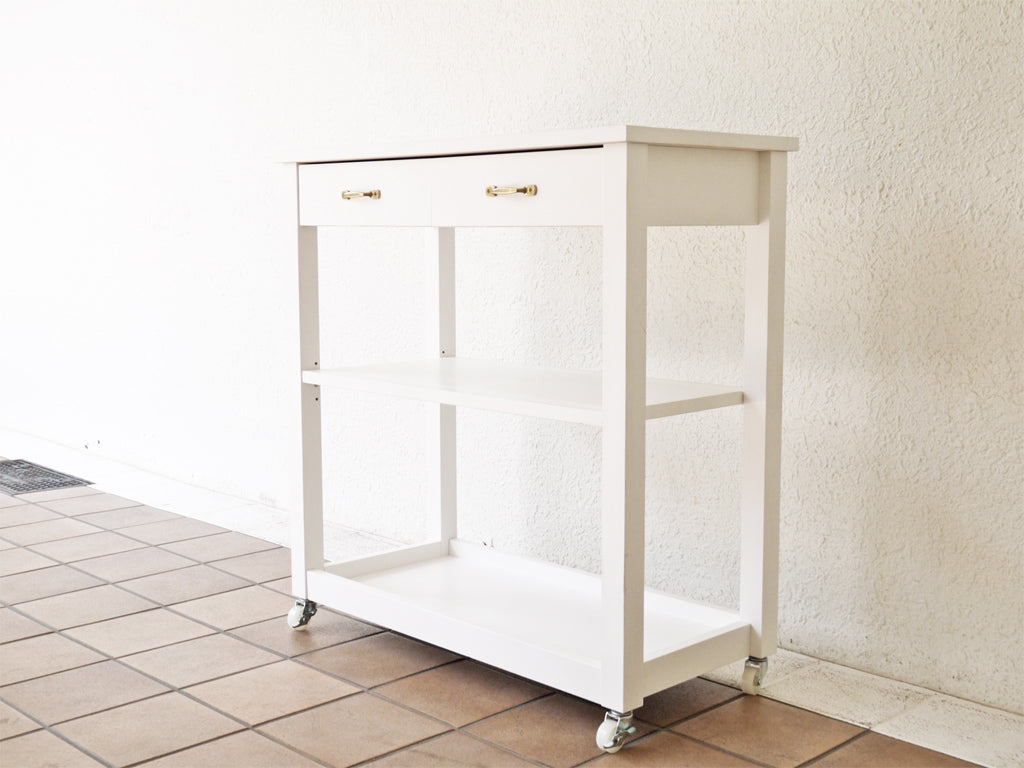 モモナチュラル MoMo natural ランド LAND タイルトップ キッチンワゴン パイン材 キャスター付き ホワイト 中古品 買い取りしました。