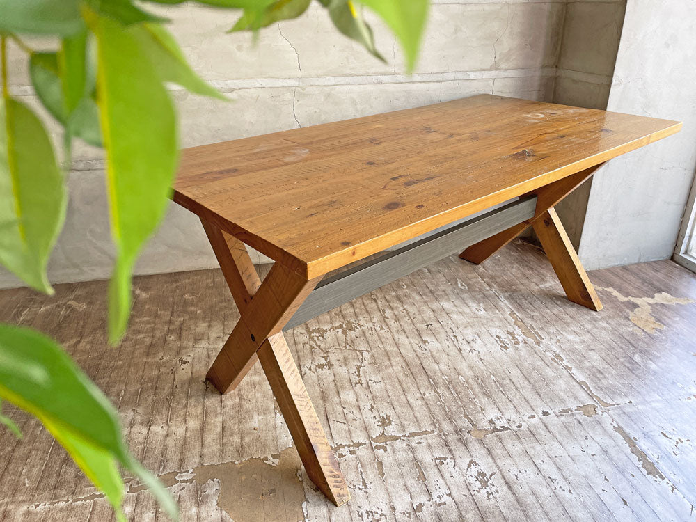 ビメイクス BIMAKES バレル Burrel ダイニングテーブル W160 パイン無垢材×アイアン インダストリアル 西海岸スタイル 定価￥95,700-  中古品 買い取りしました。