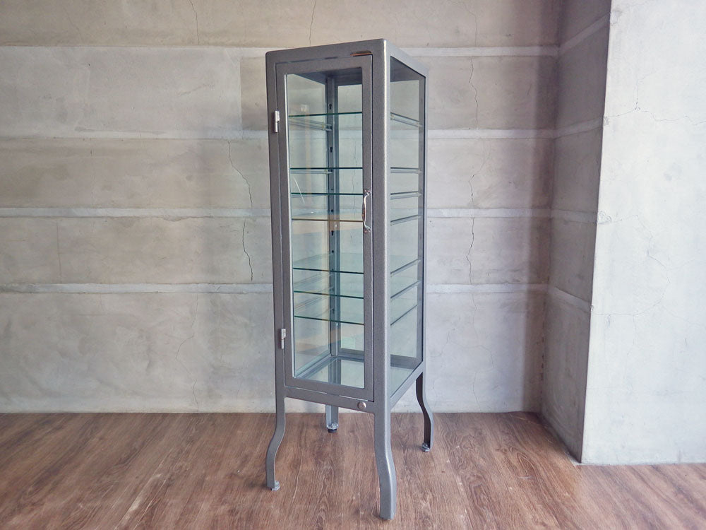 ダルトン DULTON シャツケース Shirts case 8段 ガラスキャビネット 鍵付き グレー ディスプレイラック 飾り棚 ガラス スチール 廃番 中古品 買い取りしました。