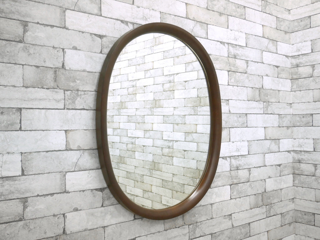 秋田木工 Akimoku アキモク ウォールミラー 壁掛け鏡 姿見 小判型 古代色 ブナ材 希少 特大サイズ 柳宗理 用の美 和モダン グッドデザイン賞 名作 中古品 買い取りしました。