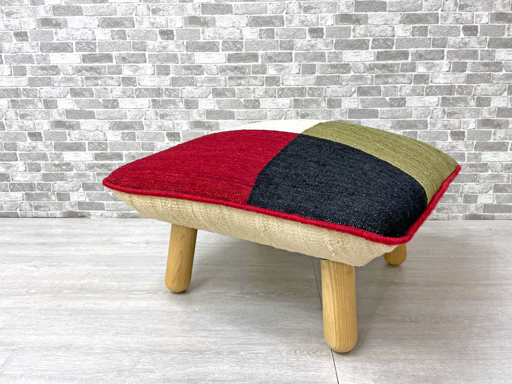 ビンテージスタイル Vintage style キリム オットマン 麻 タモ無垢脚  中古品 買い取りしました。