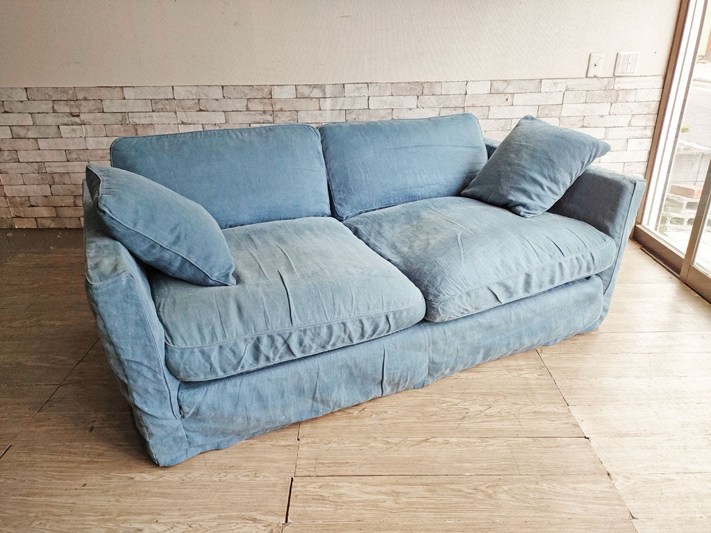 コンランショップ THE CONRAN SHOP ウォーダー WARDOUR カバーリング 3P ソファ 3人掛け フェザークッション ブルー系ファブリック 中古品 買い取りしました。