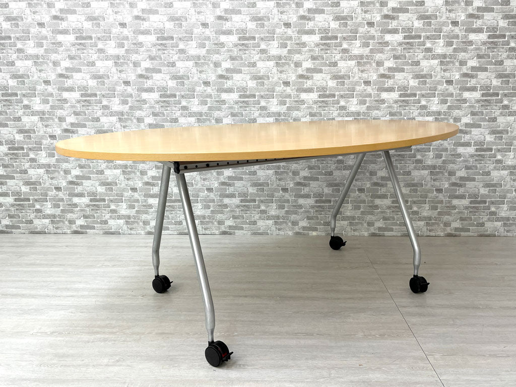 ヴィトラ Vitra アドホック Ad Hoc ワーキングデスク オーバル ビーチ材天板 ミーティングテーブル ダイニングテーブル W180cm キャスター付 アントニオ・チッテリオ 中古品 買い取りしました。
