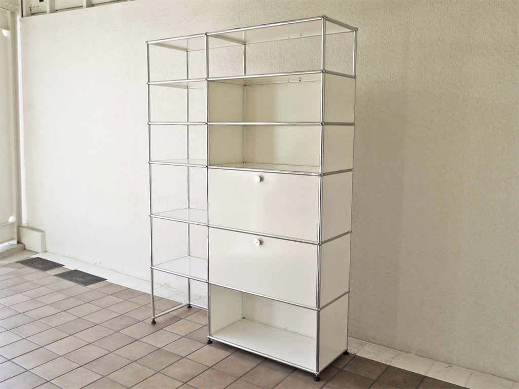 USMモジュラーファニチャー USMハラー USM Haller 2列×6段 シェルフ オープン キャビネット ピュアホワイト ドロップダウンドア×2 鍵付き スイス 中古品 買い取りしました。