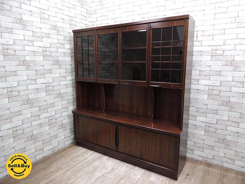 北欧 ビンテージ ローズウッド キャビネット 蛇腹扉 カップボード 食器棚 ディスプレイキャビネット 飾り棚 W180cm ～ 高級感溢れるローズウッドの北欧VTGリビングボード！ ～ 【 買取と販売とレンタルのお店 】