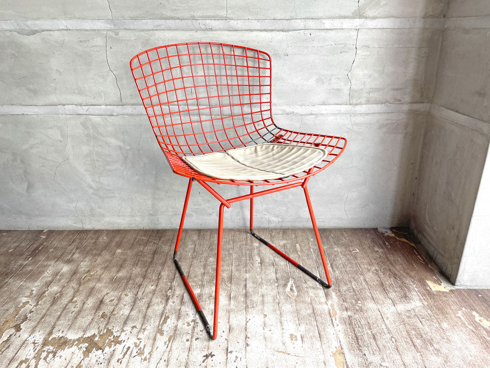 ノル Knoll 420 サイドチェア ワイヤーチェア シートパッド付き ビンテージ ハリー・ベルトイア ミッドセンチュリー オレンジ  中古品 買い取りしました。