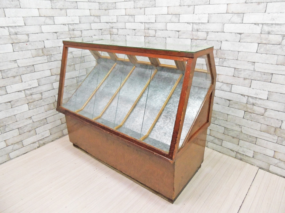 ジャパンビンテージ お煎餅屋さん ガラス ショーケース ディスプレイケース 飾り棚 古い木味 レトロ 中古品 買い取りしました。