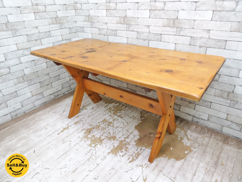カントリースタイル Country Style パイン材 無垢材 ダイニングテーブル X脚 中古品 買い取りしました。