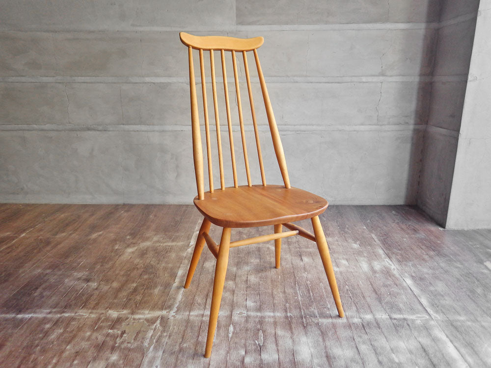 アーコール ERCOL ゴールドスミス ダイニングチェア ハイバック スティックバック エルム材 ナチュラルカラー 英国家具 UKビンテージ 中古品 買い取りしました。