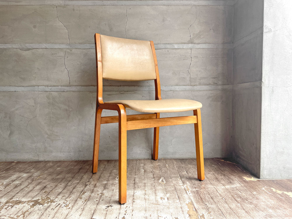 天童木工 Tendo T-0592 ダイニングチェア 食堂イス プライウッド ビーチ材 ビニールレザー コマ入れ成形 ビンテージ ジャパニーズモダン 計3点  中古品 買い取りしました。