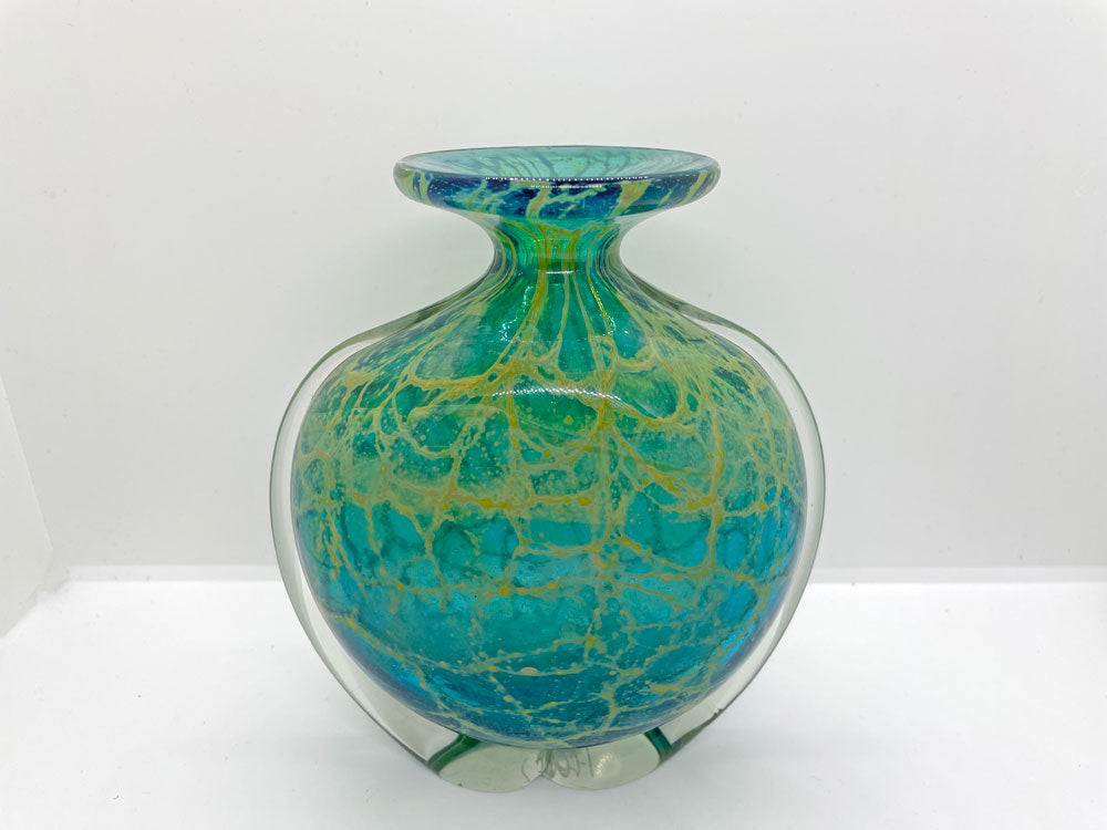 イムディーナグラス Mdina Glass ブルーサマー Blue Summer グラスベース フラワーベース 花瓶 イタリア マルタ島 ガラス工芸 中古品 買い取りしました。