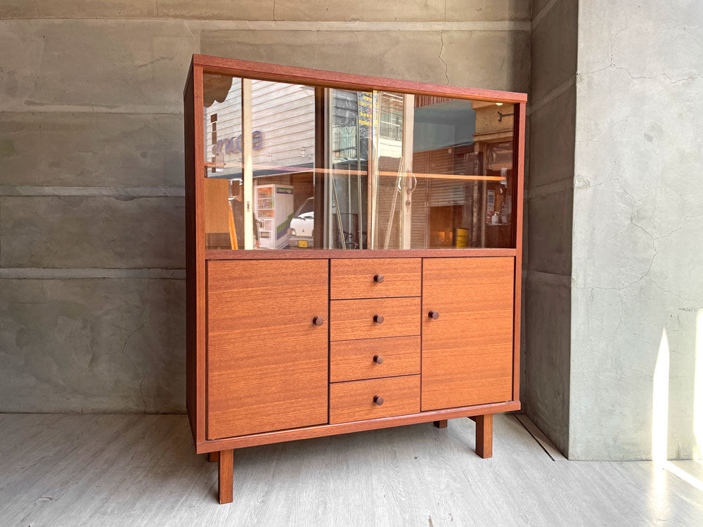 ジャパンビンテージ Japan Vintage チーク材 キャビネット ガラス戸 ドロワー4杯 ビンテージ 北欧スタイル ♪ 中古品 買い取りしました。