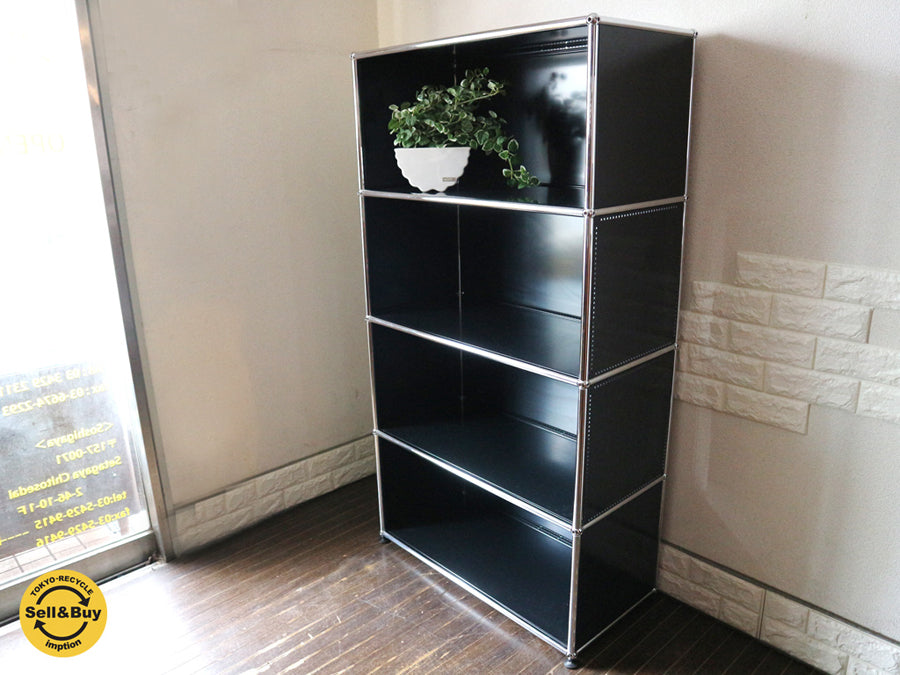 USMハラー ハラーシステム モジュラー 1列4段 キャビネット シェルフ グラファイトブラック ～スイスを代表するプロダクトデザイン～ 【 買取と販売とレンタルのお店 】