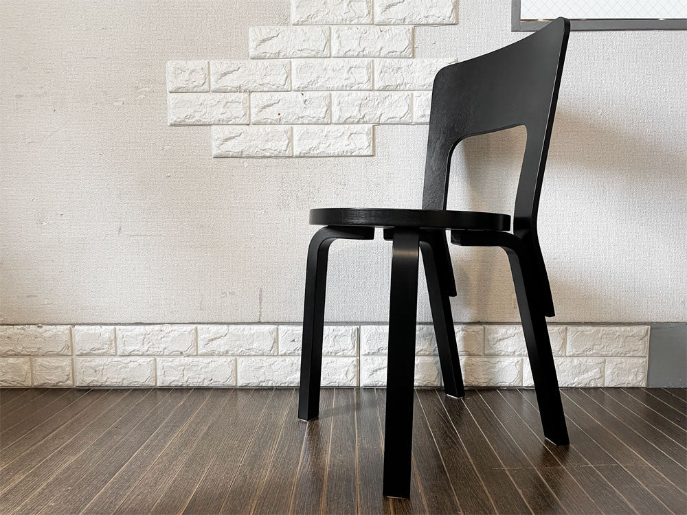 アルテック artek チェア66 Chair66 ダイニングチェア バーチ材 ブラックラッカー アルヴァ・アアルト フィンランド 北欧家具 定価￥71,500-  中古品  買い取りしました。