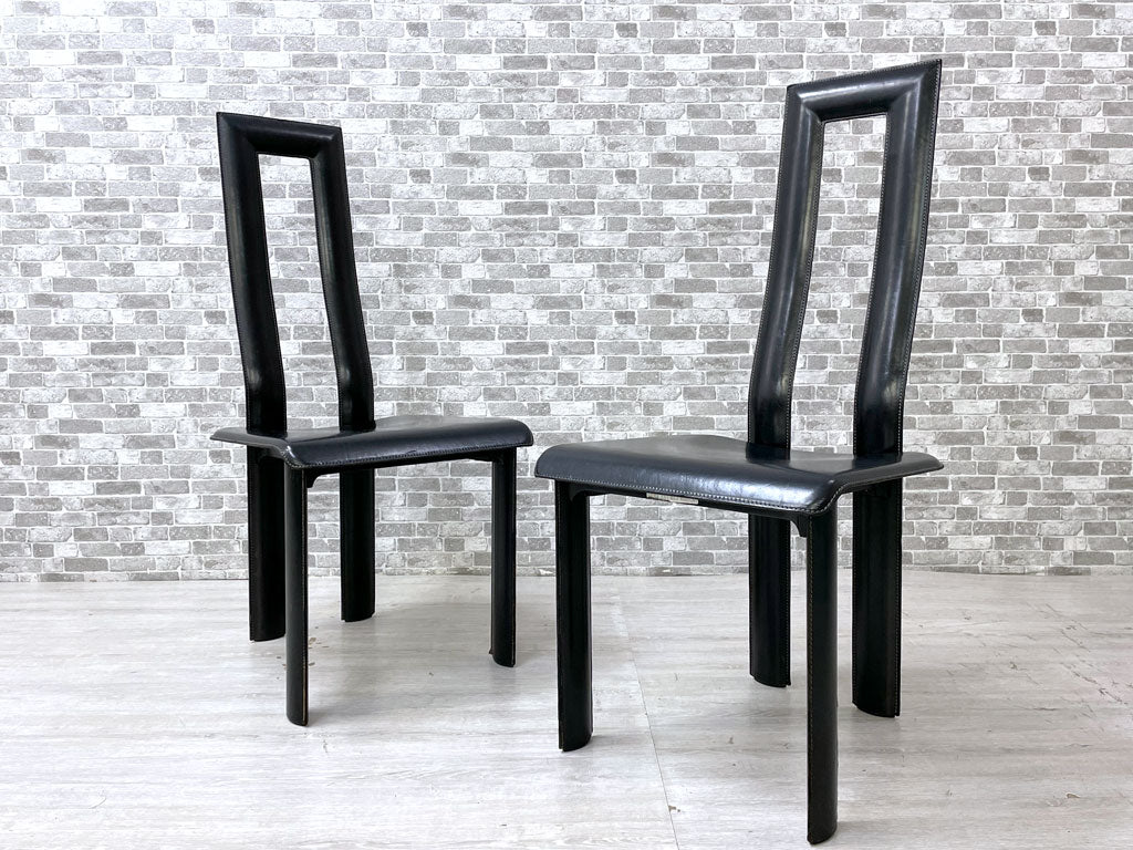 イカミ YCAMI レジアチェア Regia Chair ダイニングチェア 総本革 レザー張り 2脚セット ブラック アントネッロ・モスカ Antonello Mosca イタリアモダン 中古品 買い取りしました。