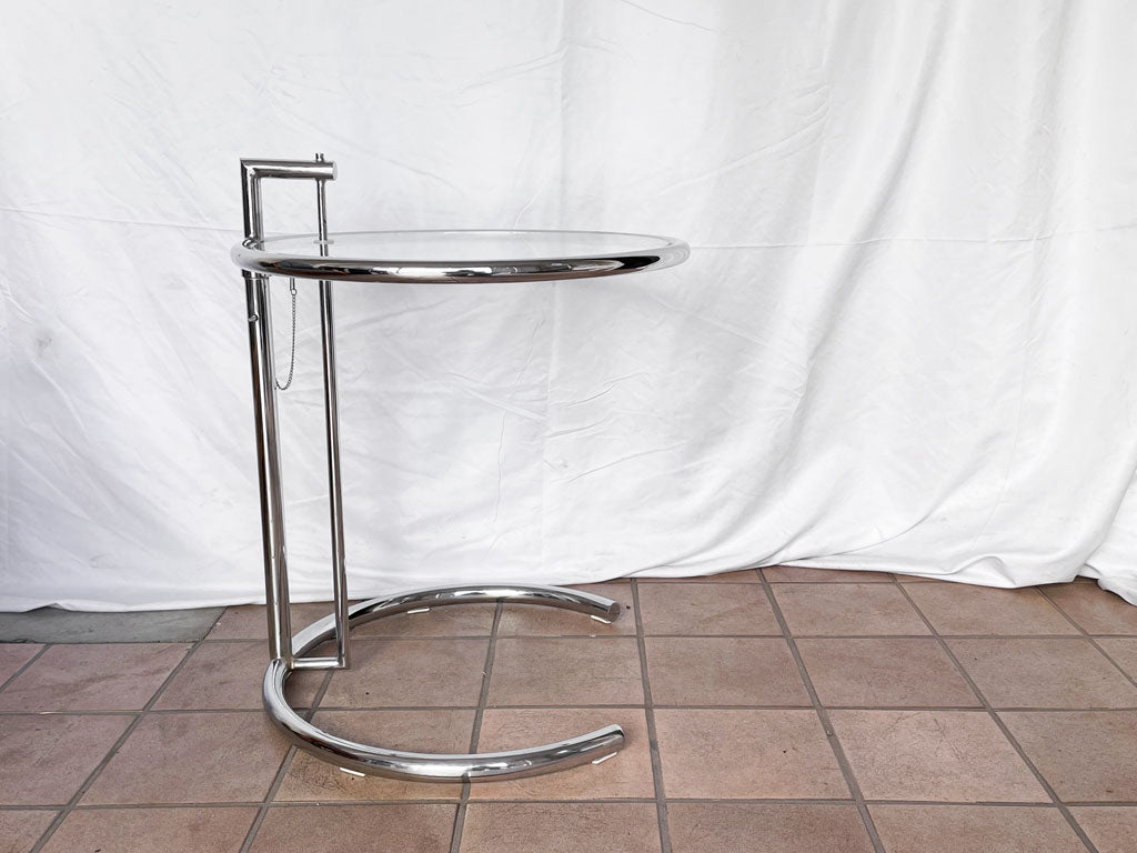 アイリーン・グレイ Eileen Gray アジャスタブルテーブル E1027 ガラス サイドテーブル IDC大塚家具購入品 リプロダクト モダンデザイン 中古品 買い取りしました。