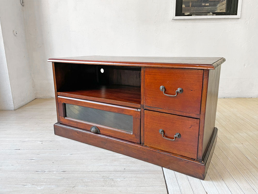 ビーカンパニー B-COMPANY AVボード TVボード ローボード マホガニー無垢材 アンティークスタイル 中古品 買い取りしました。