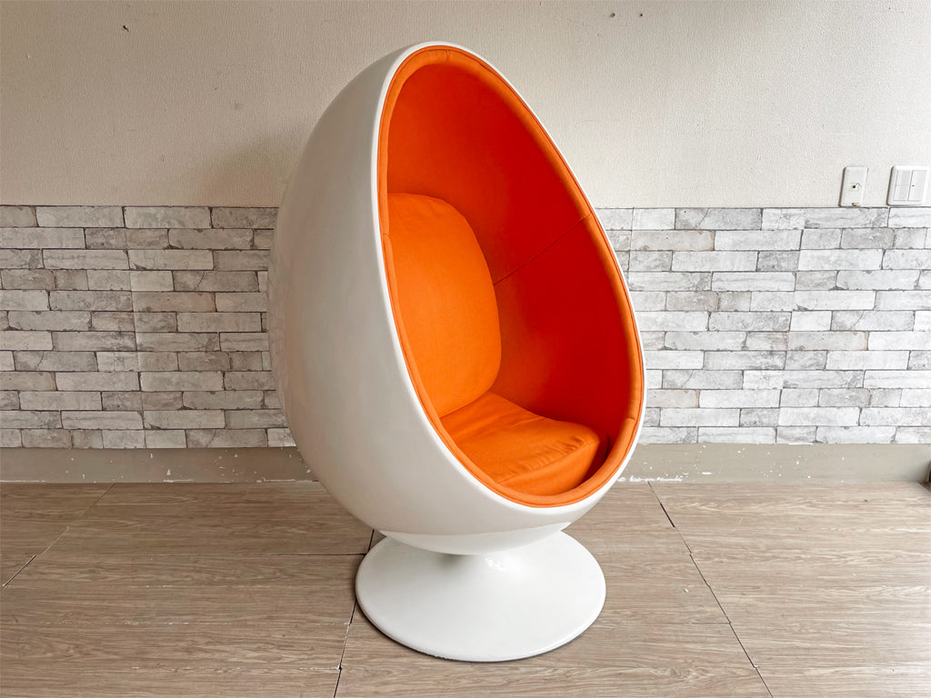 ヘンリック・ソー・ラーセン Henrik Thor-Larsen オヴァリアエッグチェア Ovalia Egg Chair ホワイト×オレンジ スペースエイジ 中古品 買い取りしました。