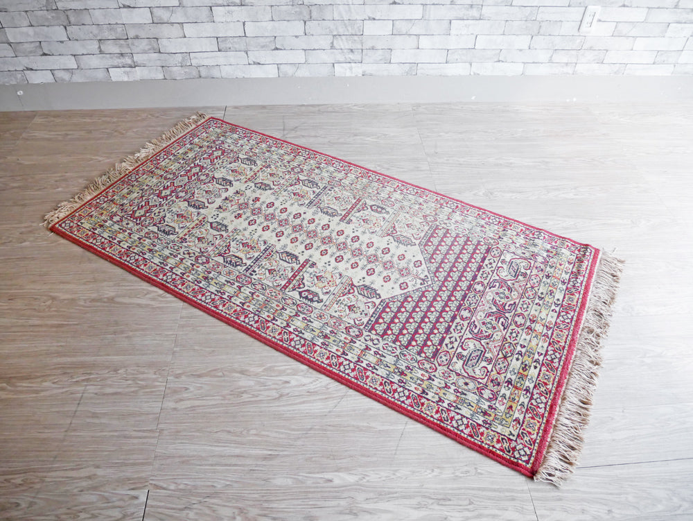 アフガニスタン絨毯 トラディショナル カーペット ラグ トライバル柄 ウール100％ 手織り 92×180cm 中古品  買い取りしました。