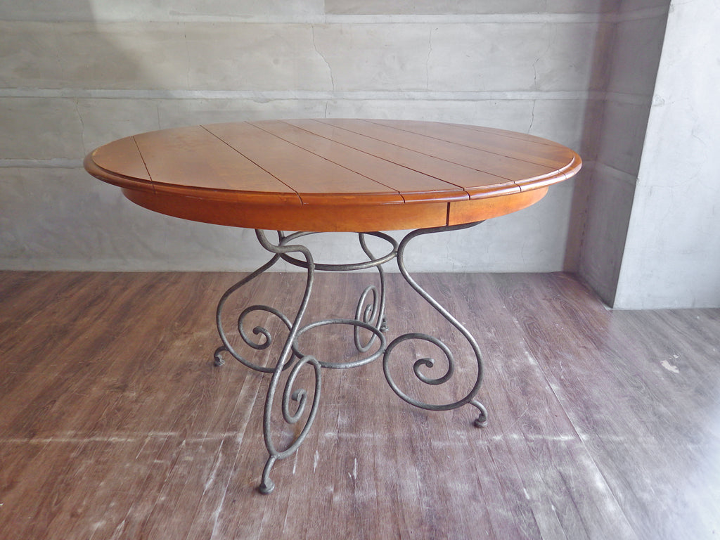 イーセンアーレン Ethan Allen エクステンション ダイニングテーブル 鉄脚 伸長式 EX アメリカ ブロカント 中古品 買い取りしました。