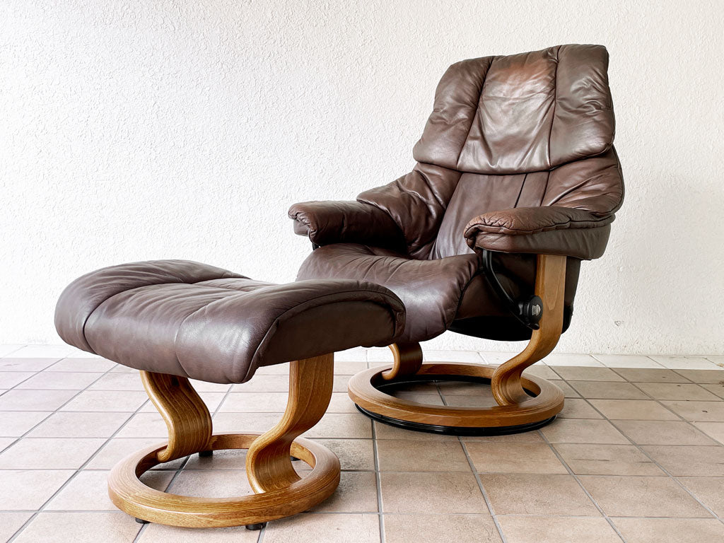 エコーネス EKORNES ストレスレスチェア レノ RENO リクライニングチェア オットマンセット ブラウン ノルウェー 北欧家具 中古品 買い取りしました。