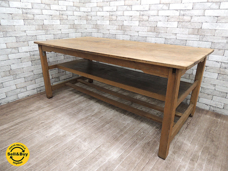 ジャパンビンテージ ワーキングテーブル 作業台 W181cm クラフト 学校机 レトロ家具 古家具 ディスプレイ台 ～ 店舗什器としてもオススメ！ 趣ある木味テーブル！！ ～ 【 買取と販売とレンタルのお店 】
