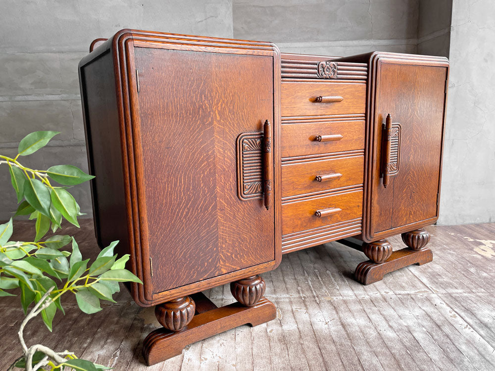 UKビンテージ Vintage バフェ サイドボード キッチンボード チェスト 抽斗4杯 オーク材 英国 アンティーク ～何百年と受け継がれるデザイン～