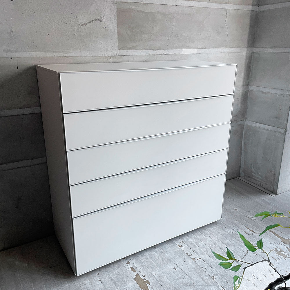 アルフレックス arflex コンポーザー COMPOSER 5段 チェスト キャビネット ホワイト×シルバー モダンデザイン イタリア ～集める暮らしと、整える家具～