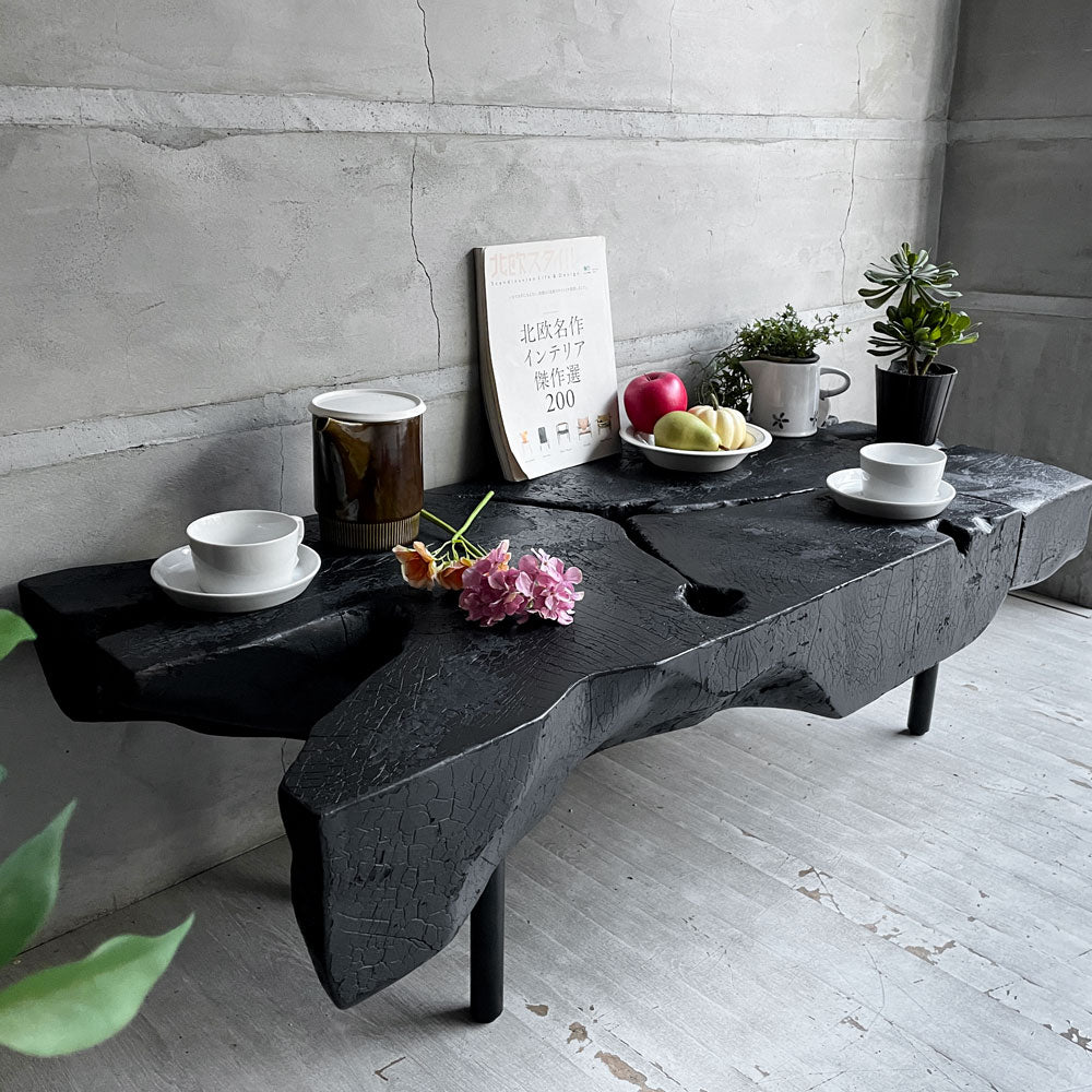 ダリールズ Dareels ルートブラック ROOT BLACK コーヒーテーブル センターテーブル ローテーブル チーク古材 炭化 ラッカー塗装 スチールレッグ スペイン ～人の暮らしと、生き続ける～