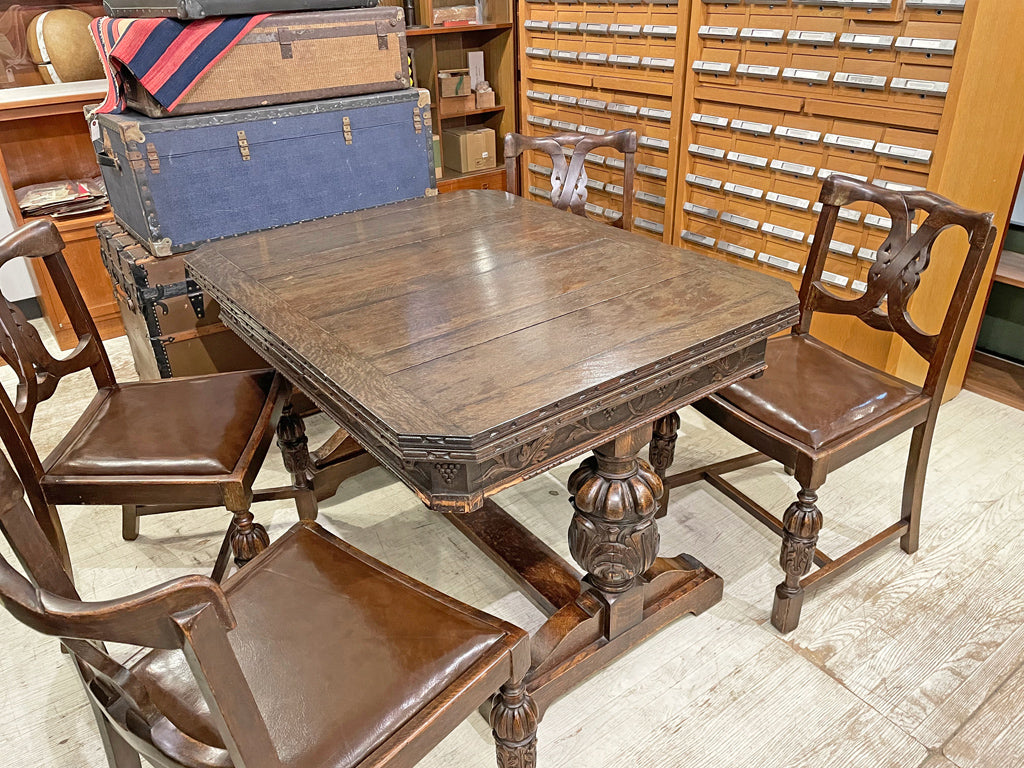 UKアンティーク Antique ドローリーフ ダイニングテーブル ＆ ダイニングチェア 2脚セット ＆ バラ売り1脚 オーク材  買い取りしました。