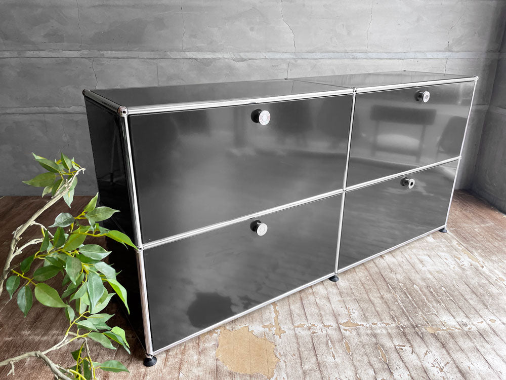 ユーエスエムハラー USMハラー USM Haller モジュラーファニチャー サイドボード キャビネット ドロップダウンドア 2列2段 ブラック 現状品 中古品 買い取りしました。