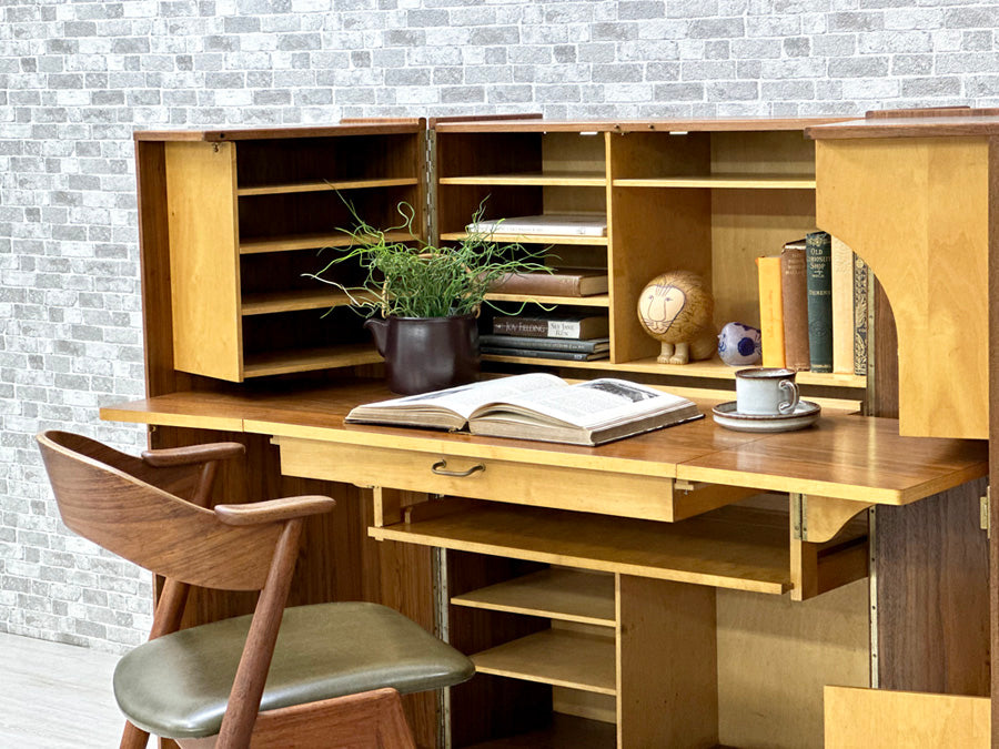 ニュークラフト New Craft ホームオフィス HOME OFFICE フォールディング ライティングビューロー デスク キャビネット マホガニー材×メープル材 UKビンテージ 希少～英国ミッドセンチュリー家具で造る特別な書斎。～