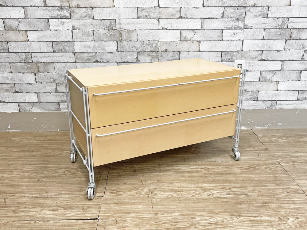 無印良品 MUJI スチールユニットシェルフ メープル材 木製ボックスセット 2段 W84cm キャスター付 チェスト 小型収納 旧型 中古品  買い取りしました。
