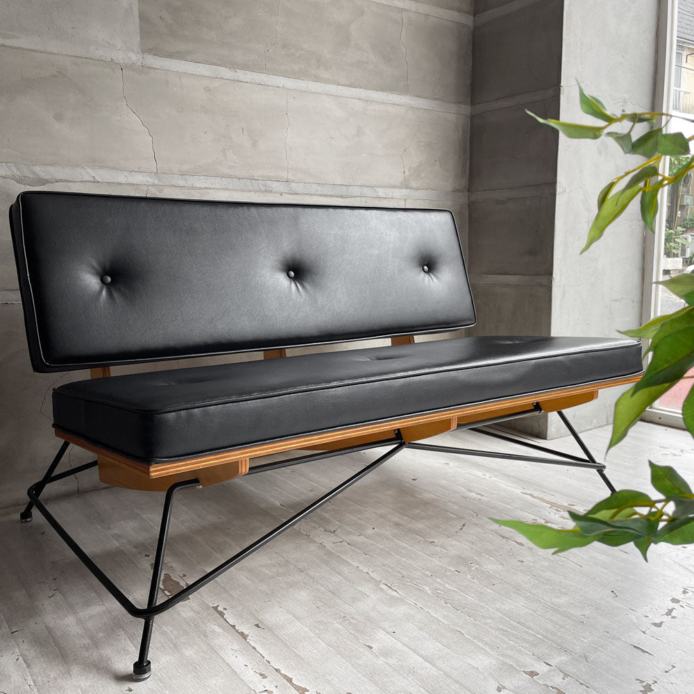 ドワーフ DWARF マイスター MEISTER MS2 2Pソファ 2人掛け ブラック PVCレザー スチール ミッドセンチュリーモダン 定価 ¥261,800-  ～現代に生まれたジャパニーズミッドセンチュリーデザイン～