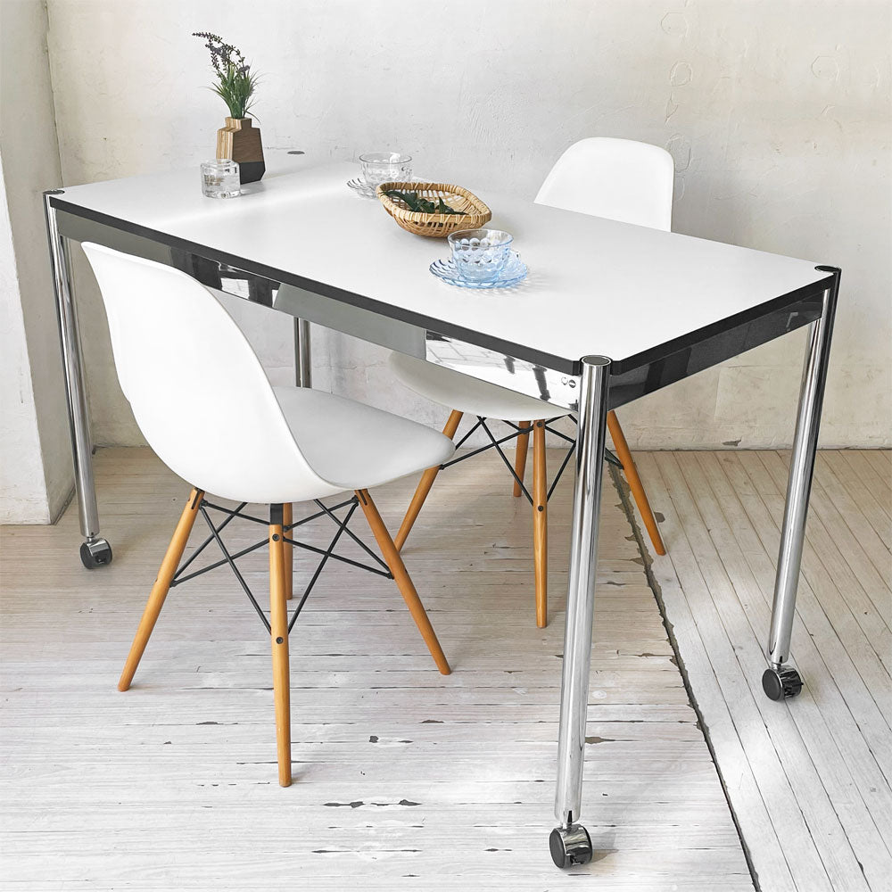 【下北沢店】USMハラー USM Haller モジュラーファニチャー デスク ダイニングテーブル パールグレーラミネート (ホワイト) キャスター モダン 買取させていただきました。