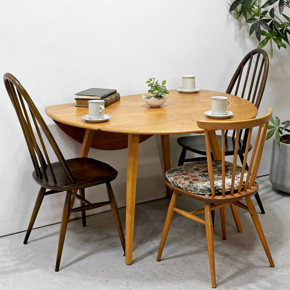 アーコール ERCOL エルム材 オーバルトップ ドロップリーフテーブル No.384 Drop Leaf Table バタフライ ダイニングテーブル 英国家具 1960-1970's UKビンテージ ～ 英国三大木工家具ブランドの系譜... 巨匠ルシアン・アーコラーニによる至高の可変美 ～