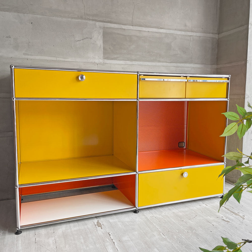 ユーエスエムハラー USMハラー USMHaller モジュラーファニチャー キャビネット シェルフ 2列3段 2ドロワー 2ハーフドロワー ゴールデンイエロー ピュアオレンジ スイス 参考定価￥564,535- ～積み木のような～