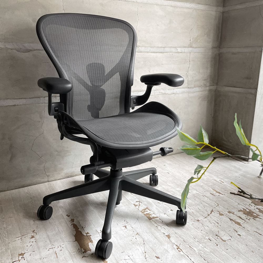 【学芸大学店】ハーマンミラー Herman Miller アーロンチェア リマスタード フル装備 Bサイズ グラファイトベース ポスチャーフィットSL 買取させていただきました。