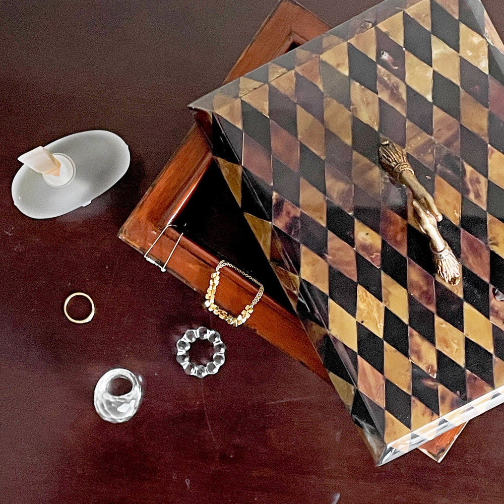 メートランドスミス MAITLAND-SMITH ハーレクイン アクセサリーボックス 木製 象嵌 真鍮 イギリス ～魅力を放つカジュアルクラシックな一品～