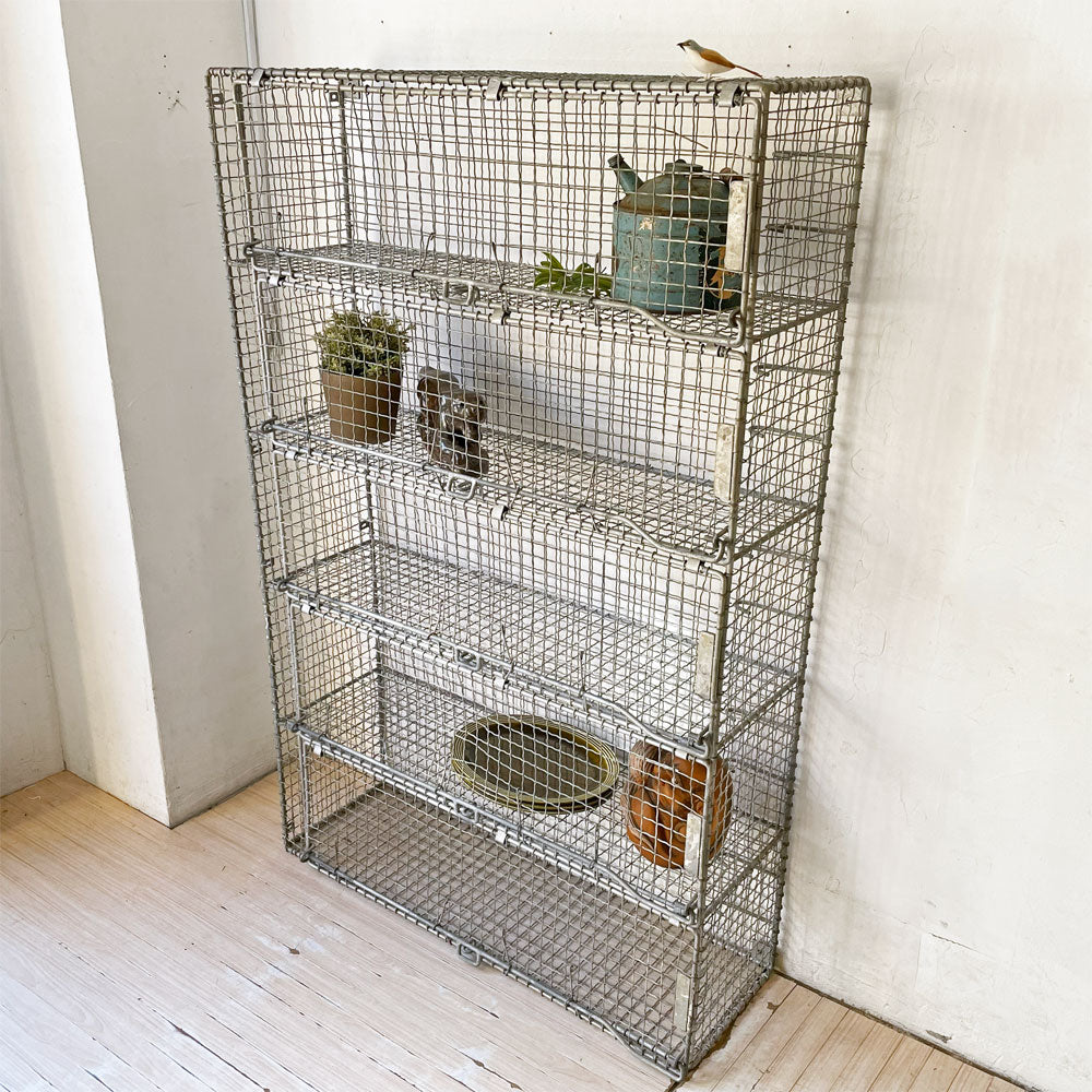 USビンテージ US vintage ワイヤーメッシュキャビネット ロッカー ディスプレイ棚 5連 インダストリアル 店舗什器～使い方は、決めなくていい～